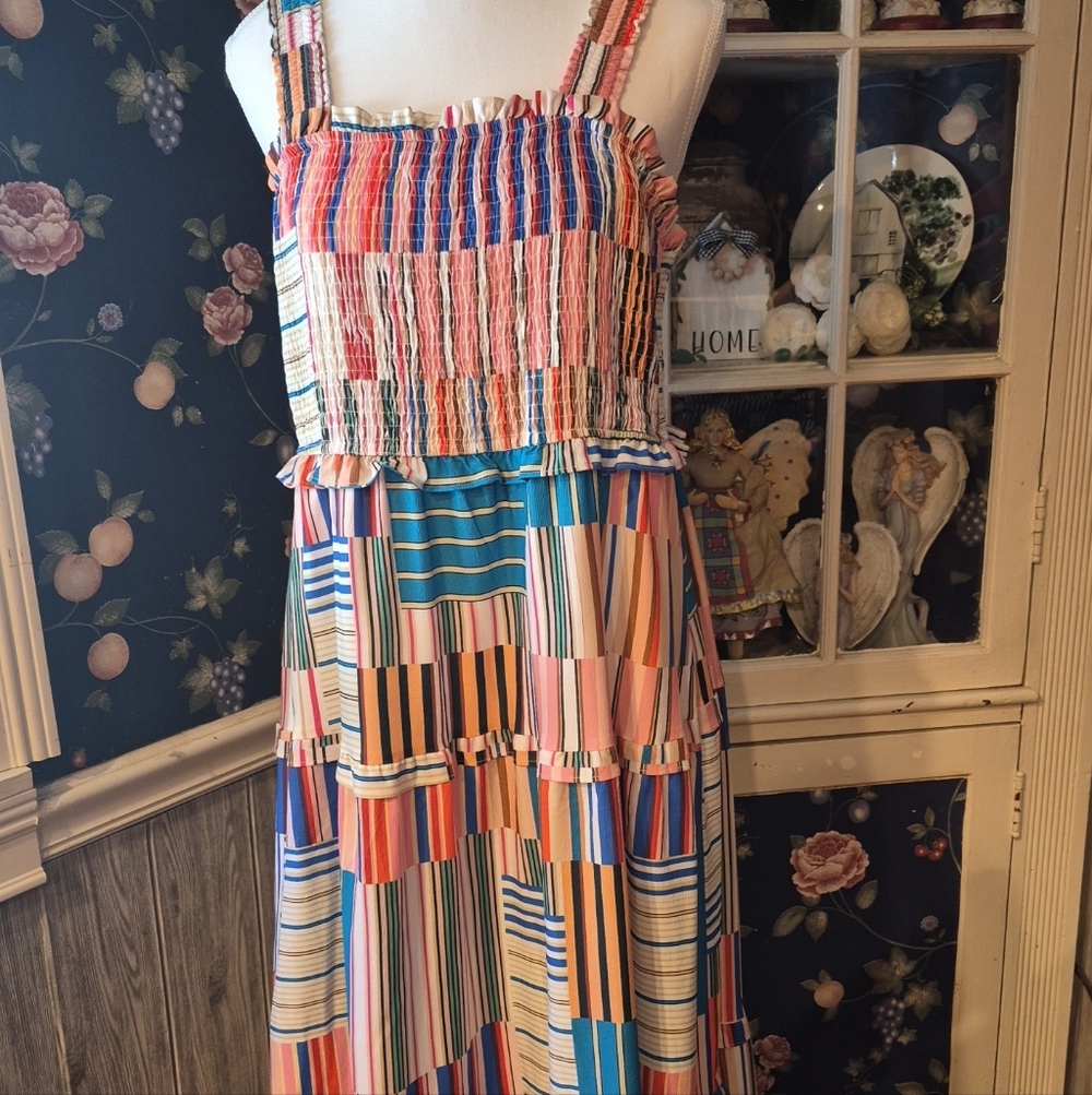 Colorful Striped Tiered Maxi Dress